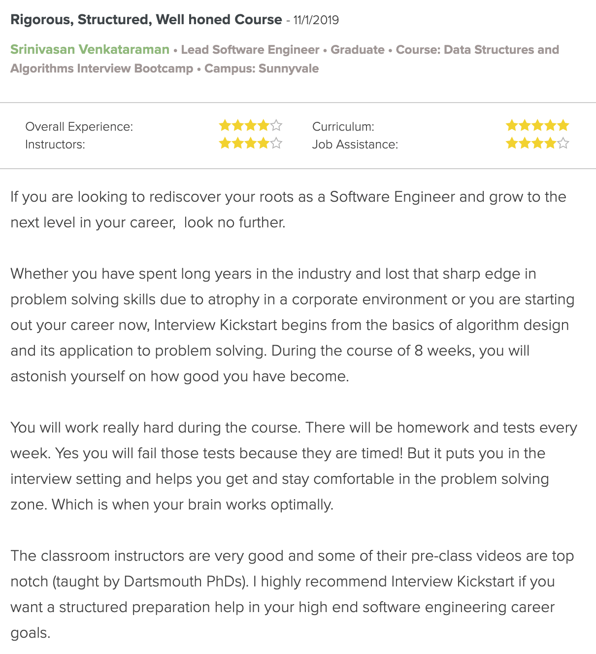 Interview Kickstart Reviews by Our Students